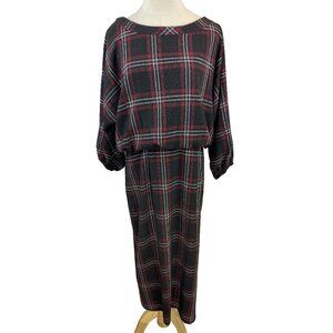 Donna Karan Black / Red / White Plaid Windowpane Dress sz 14